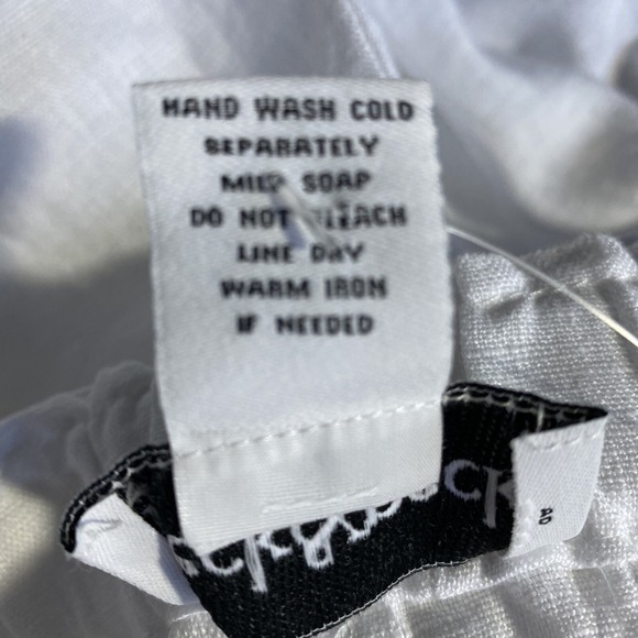 NWT PECK PECK Pants XL White Linen Resort Hi Waist Belt Pocket Business Vacation - Picture 6 of 6